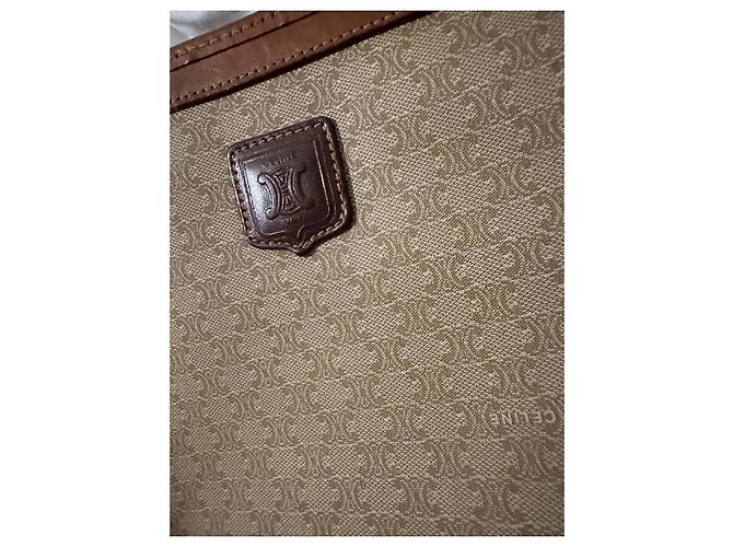 Pochette Céline Triomphe Marrone Pelle e Tela Beige Marrone chiaro Marrone scuro - vista 5