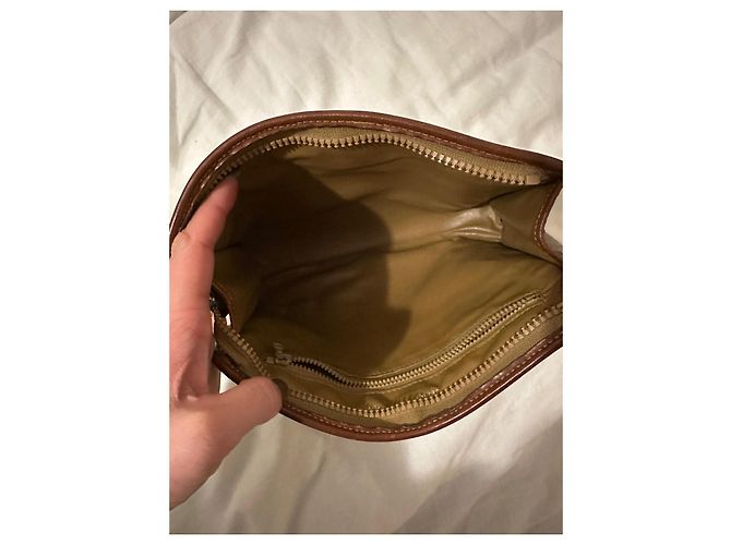 Pochette Céline Triomphe Marrone Pelle e Tela Beige Marrone chiaro Marrone scuro - vista 9