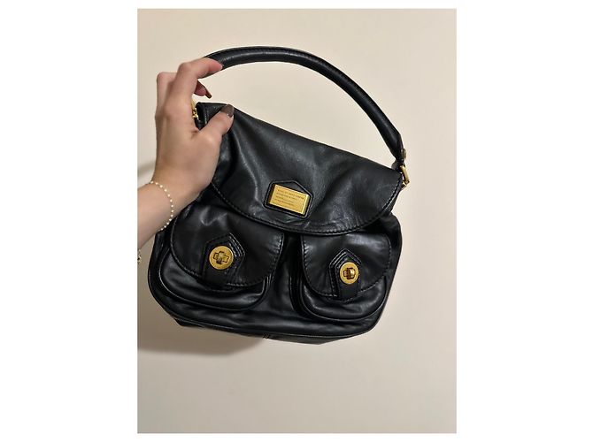 Sac à main Marc by Marc Jacobs en cuir noir et doré Bijouterie dorée - vue 2