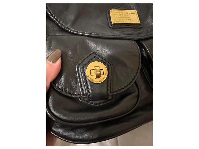 Sac à main Marc by Marc Jacobs en cuir noir et doré Bijouterie dorée - vue 9