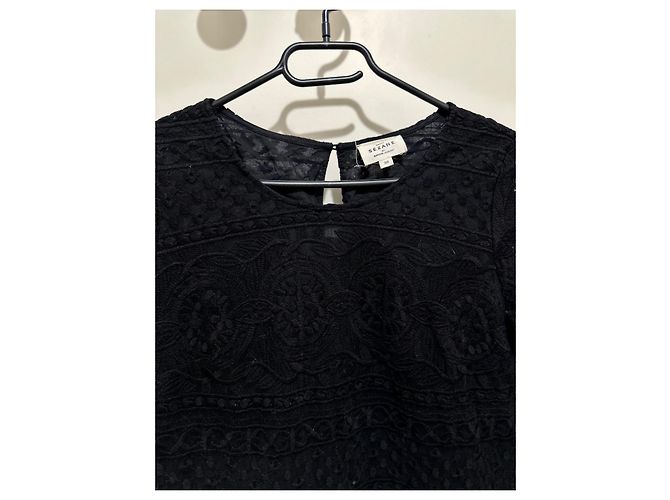 Vestido de encaje negro SéZane de algodón - vista 2