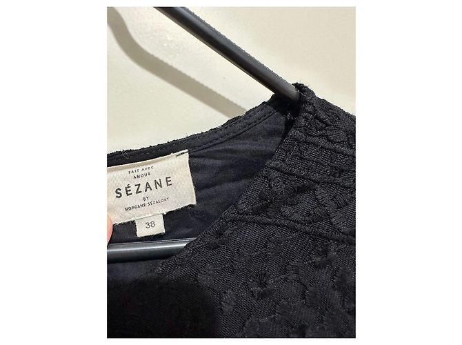 Vestido de encaje negro SéZane de algodón - vista 5