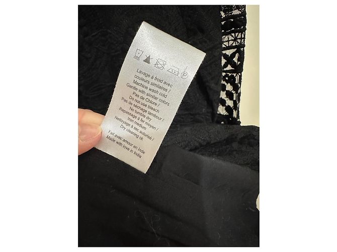 Vestido de encaje negro SéZane de algodón - vista 7