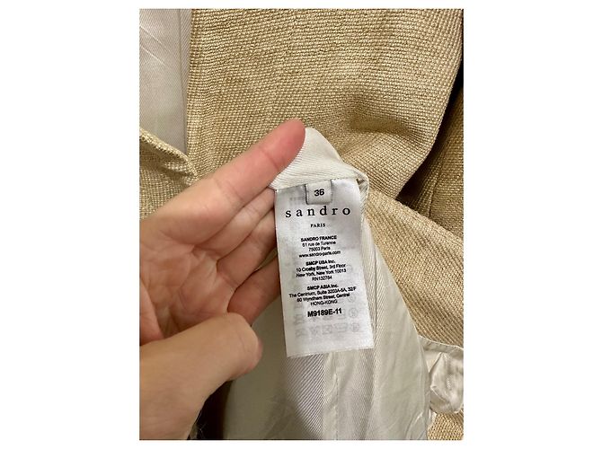Chaqueta Blazer Sandro Beige de Algodón y Lino - vista 4