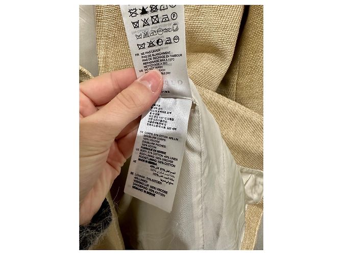 Chaqueta Blazer Sandro Beige de Algodón y Lino - vista 5