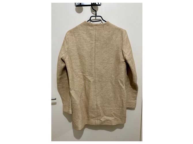 Chaqueta Blazer Sandro Beige de Algodón y Lino - vista 6