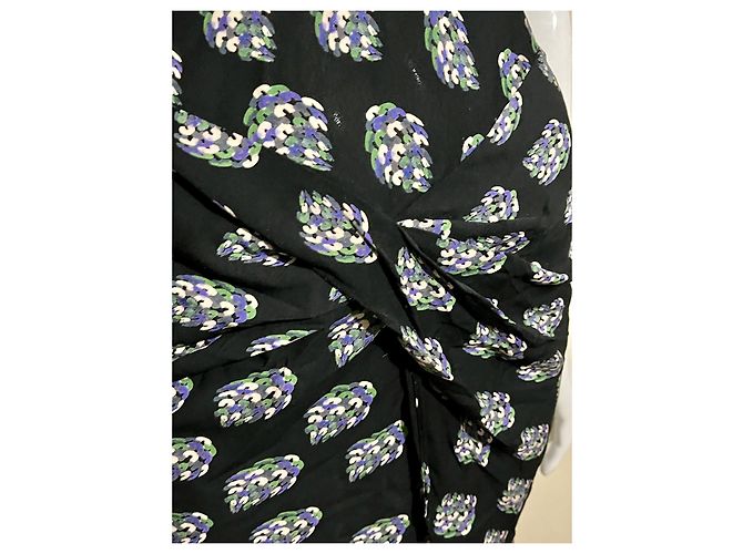Diane Von Furstenberg Vestido DvF New Rika em seda Preto Multicor - vista 2