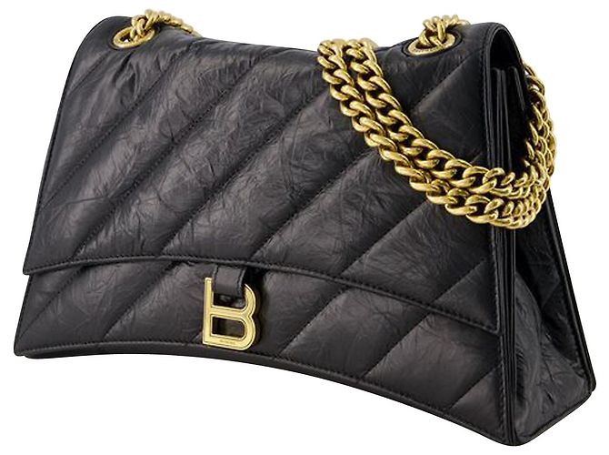 Borsa a tracolla Crush Chain M - Balenciaga - Pelle - Nera - vista 2