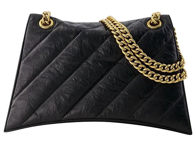 Borsa a tracolla Crush Chain M - Balenciaga - Pelle - Nera - vista 3