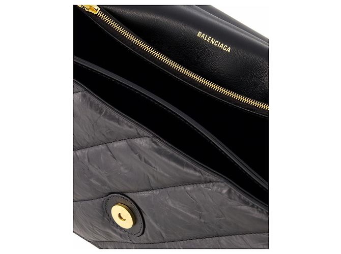 Borsa a tracolla Crush Chain M - Balenciaga - Pelle - Nera - vista 4