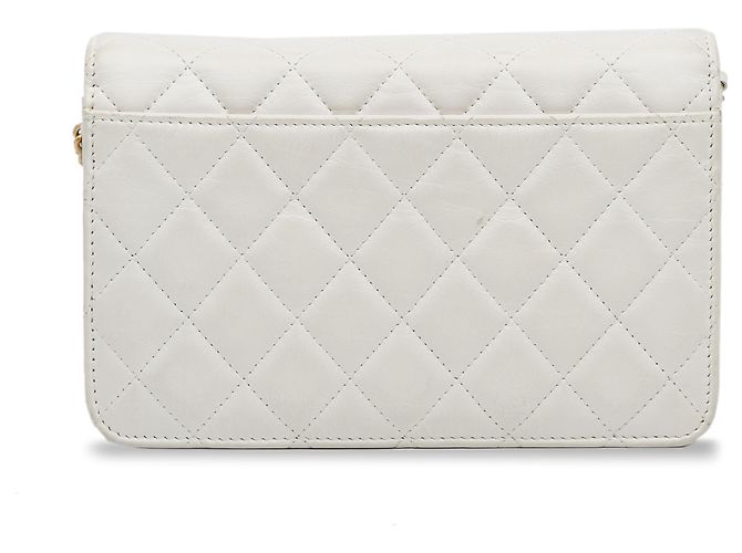 Wallet On Chain Portafoglio Chanel bianco con catena - vista 3
