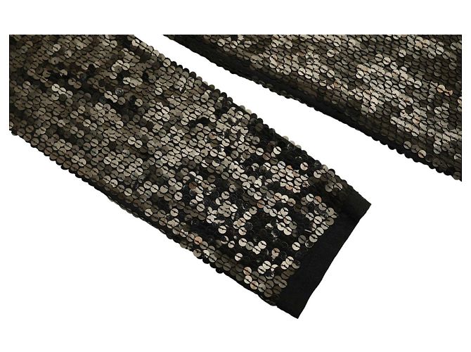Chloé Abito Corto Nero con Paillettes a Maniche Lunghe - vista 7