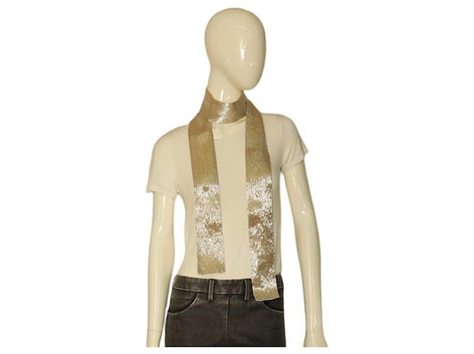 Chloé sciarpa di seta beige con paillettes - vista 5