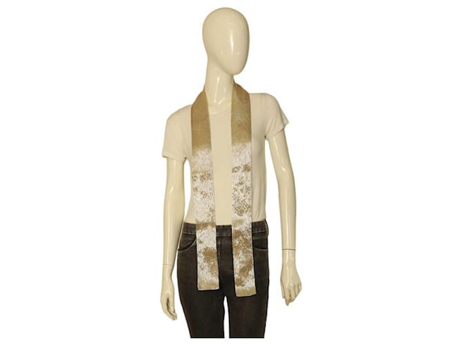 Chloé sciarpa di seta beige con paillettes - vista 7