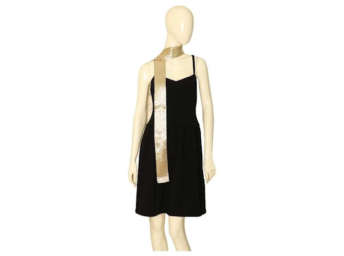 Chloé sciarpa di seta beige con paillettes - vista 9