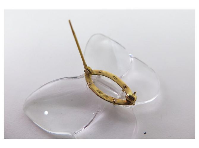 NUOVA SPILLA BACCARAT CON FARFALLA IN CRISTALLO E MONTATURA IN ORO GIALLO 18Spilla K - vista 9
