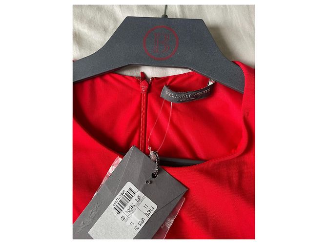 Vestido Alexander McQueen Rojo de Algodón con Efecto Drapeado Roja - vista 2