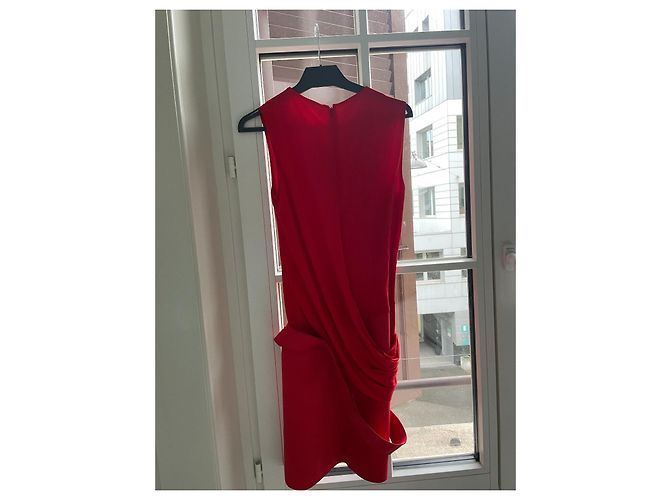 Vestido Alexander McQueen Rojo de Algodón con Efecto Drapeado Roja - vista 3