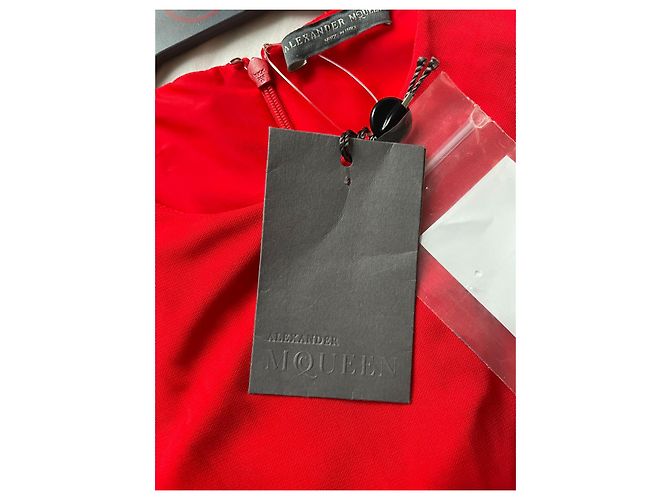 Vestido Alexander McQueen Rojo de Algodón con Efecto Drapeado Roja - vista 5