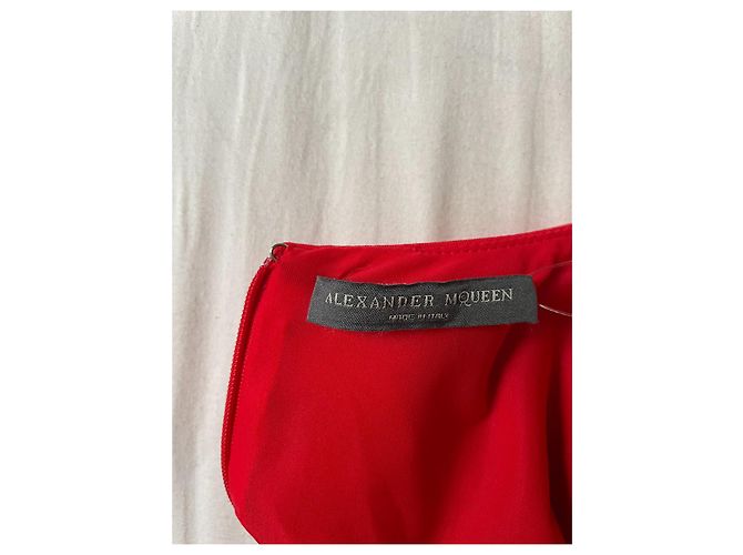 Vestido Alexander McQueen Rojo de Algodón con Efecto Drapeado Roja - vista 6