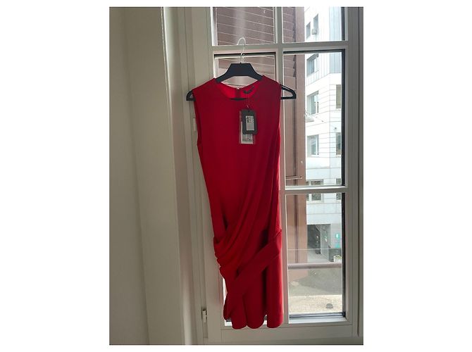 Vestido Alexander McQueen Rojo de Algodón con Efecto Drapeado Roja - vista 7