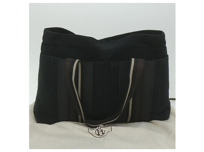 Hermès HERMES Troca Horizontal MM Einkaufstasche Canvas Schwarz Braun Auth bs10304 - Ansicht 12