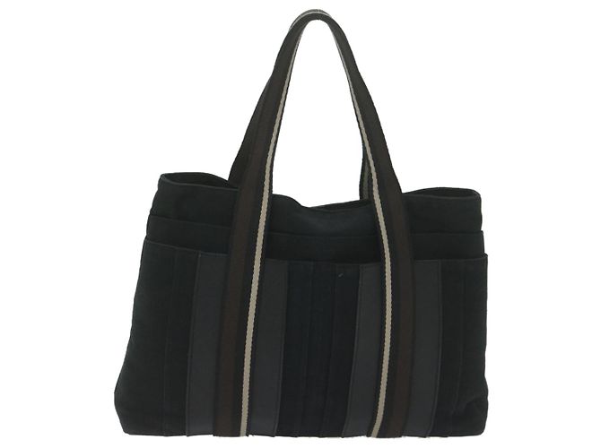Hermès HERMES Troca Horizontal MM Einkaufstasche Canvas Schwarz Braun Auth bs10304 - Ansicht 13