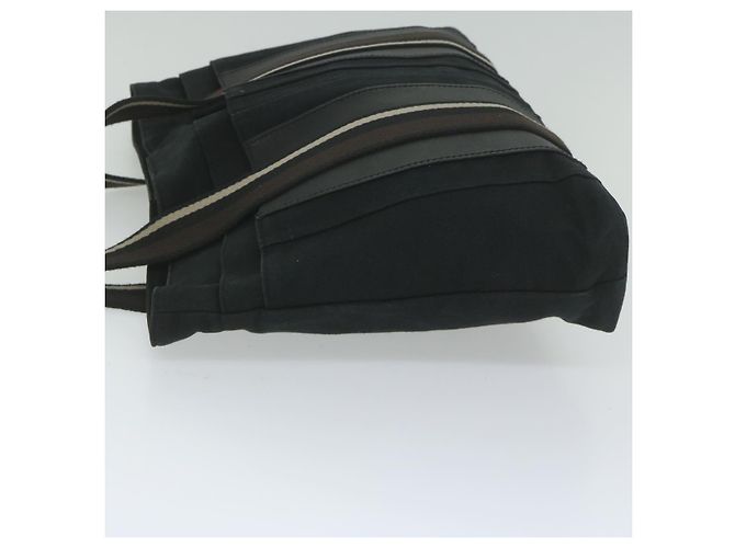 Hermès HERMES Troca Horizontal MM Einkaufstasche Canvas Schwarz Braun Auth bs10304 - Ansicht 4