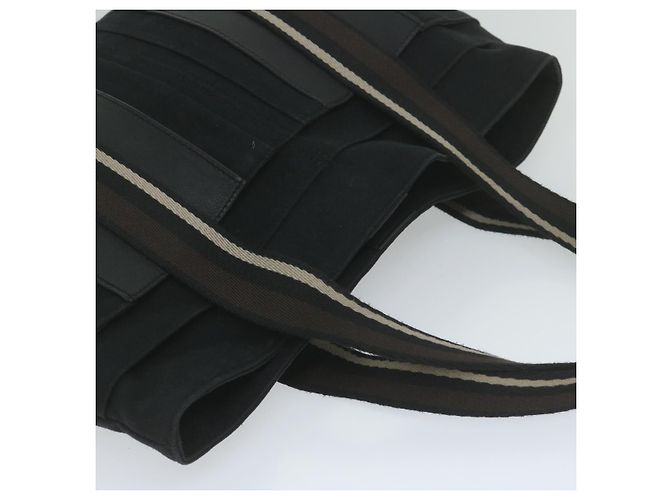 Hermès HERMES Troca Horizontal MM Einkaufstasche Canvas Schwarz Braun Auth bs10304 - Ansicht 6
