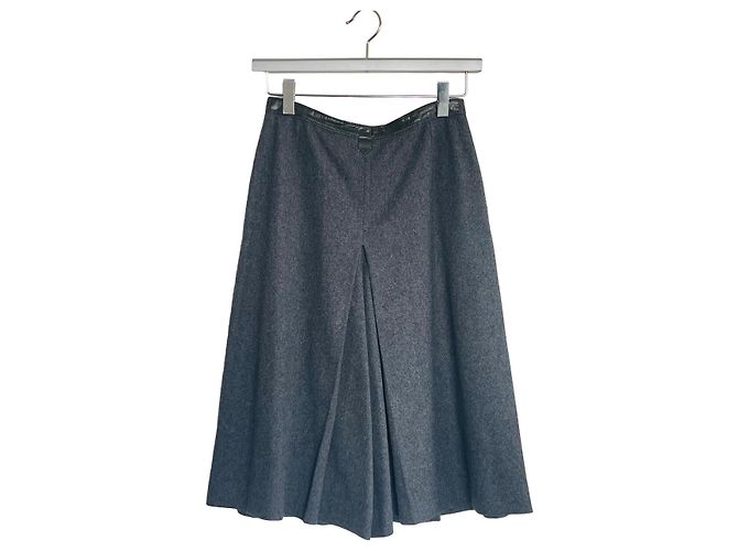 Conjunto Céline casaco e saia-calça de lã cinza escuro Cinza antracite Gold hardware - vista 12