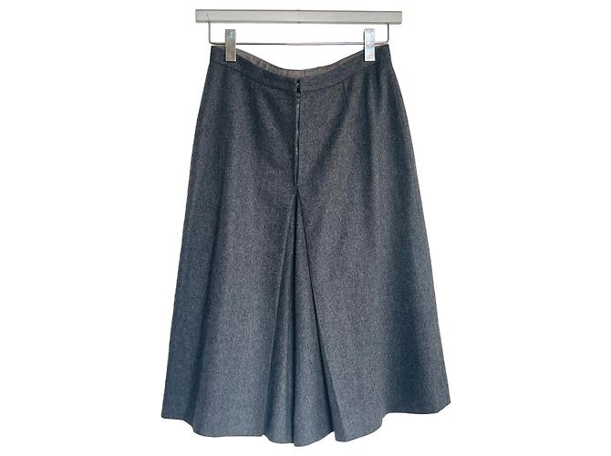 Conjunto Céline casaco e saia-calça de lã cinza escuro Cinza antracite Gold hardware - vista 13