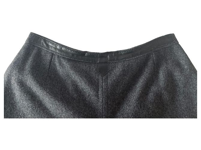 Conjunto Céline casaco e saia-calça de lã cinza escuro Cinza antracite Gold hardware - vista 14