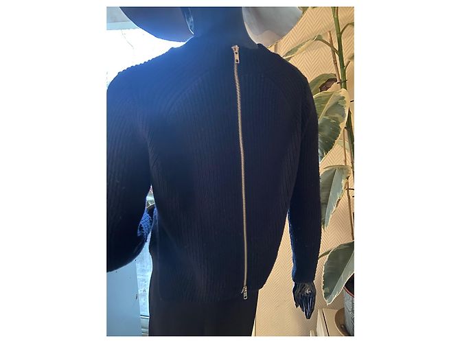 Jersey Sandro Azul Marino de Lana con Cremallera Trasera - vista 3