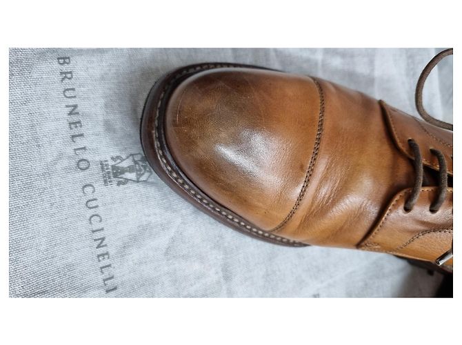 Brunello Cucinelli Sapato clássico masculino com cadarço Castanho claro - vista 14