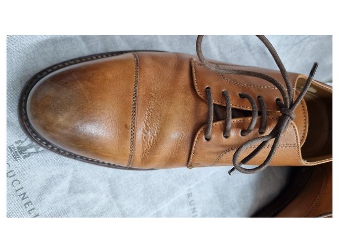 Brunello Cucinelli Sapato clássico masculino com cadarço Castanho claro - vista 15