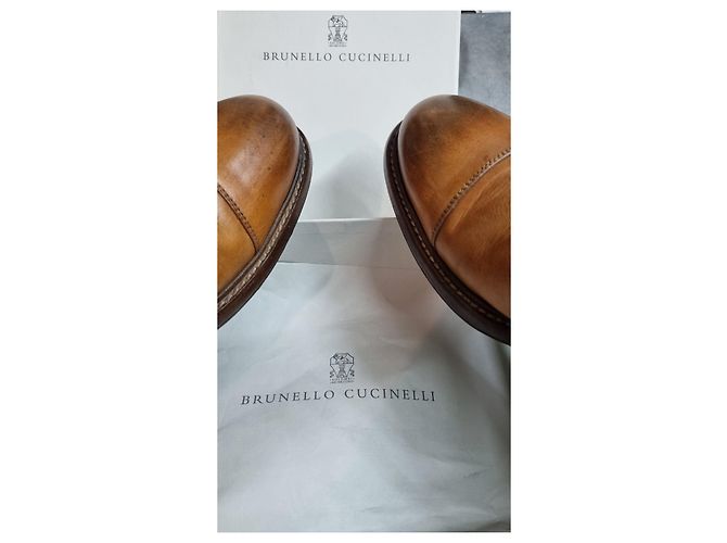 Brunello Cucinelli Sapato clássico masculino com cadarço Castanho claro - vista 8