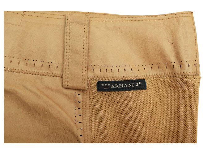 Minifalda Armani Jeans de cuero y algodón beige - vista 10