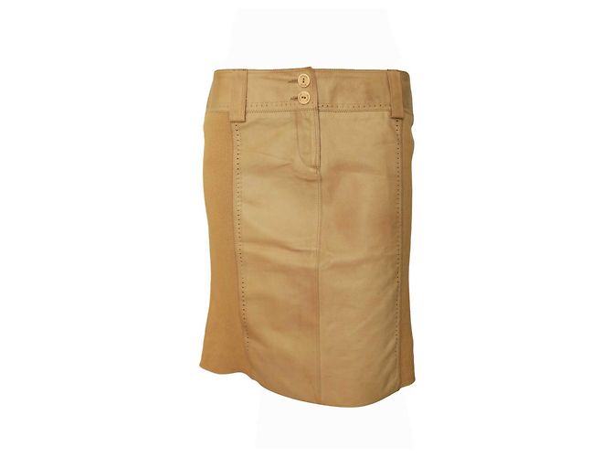 Minifalda Armani Jeans de cuero y algodón beige - vista 3