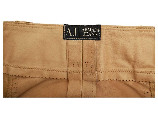 Minifalda Armani Jeans de cuero y algodón beige - vista 4