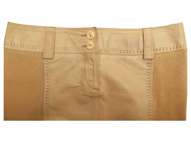 Minifalda Armani Jeans de cuero y algodón beige - vista 7