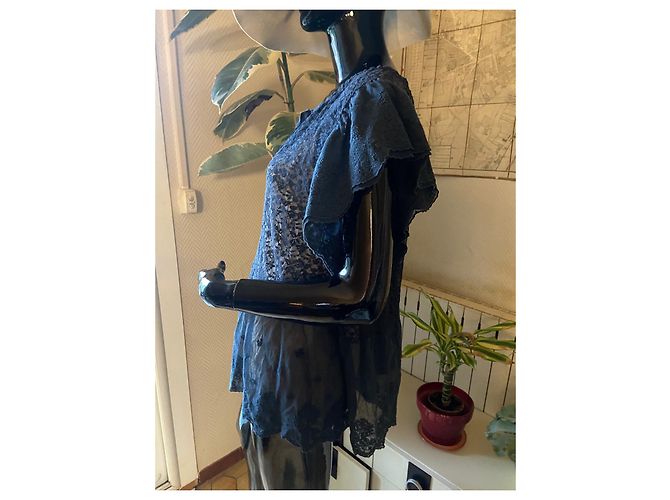 Stella Mc Cartney Stella McCartney Túnica de encaje azul con top de seda - vista 2