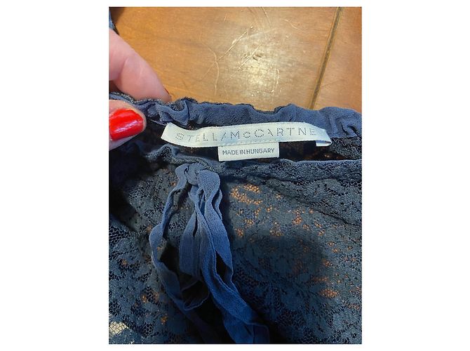 Stella Mc Cartney Stella McCartney Túnica de encaje azul con top de seda - vista 9