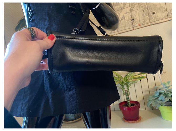 Borsa a tracolla Karl Lagerfeld in pelle nera e tweed Nero Grigio - vista 5