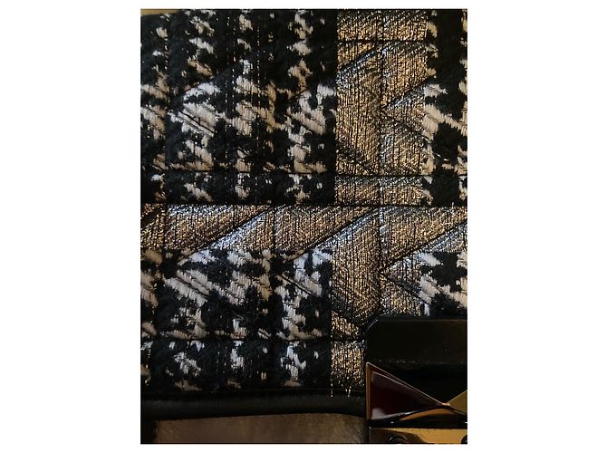 Borsa a tracolla Karl Lagerfeld in pelle nera e tweed Nero Grigio - vista 9