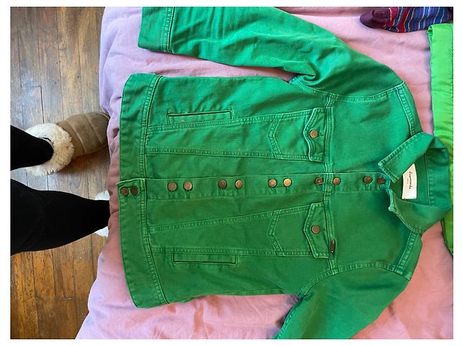 Aquaverde Jeansjacke Hellgrün 3/4 Ärmel - Ansicht 3