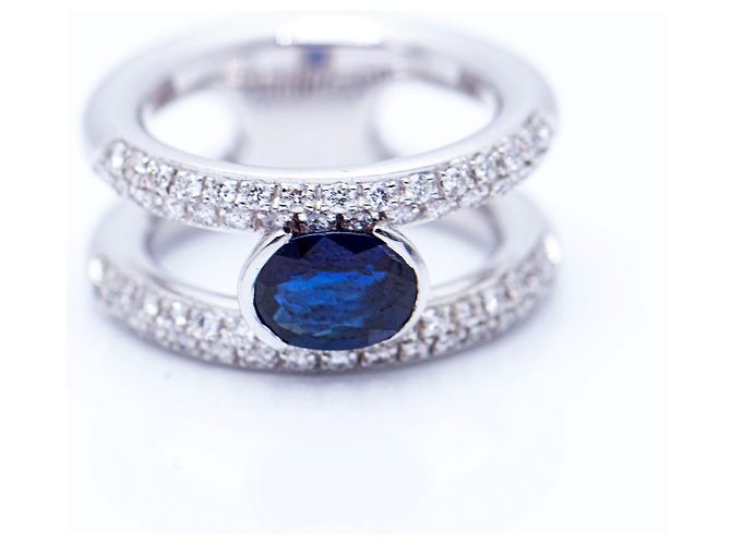 Autre Marque Diamant- und Saphirring Weiß - Ansicht 3