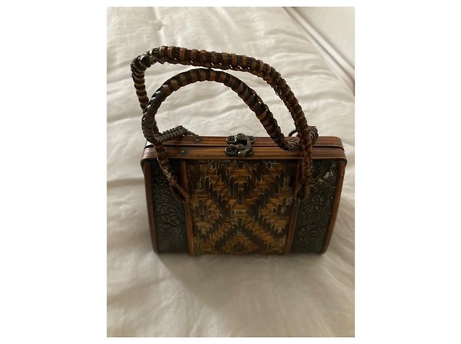 Borsa in bambù Tara Jarmon Marrone - vista 2