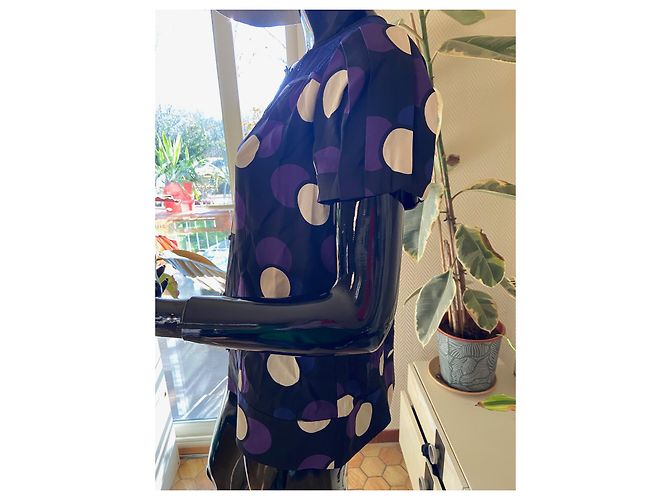 Marc by Marc Jacobs Blusa de seda con botones Negro Beige Morado Púrpura - vista 2