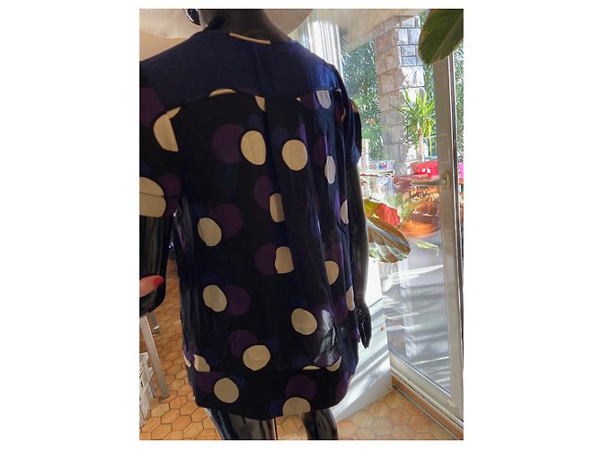 Marc by Marc Jacobs Blusa de seda con botones Negro Beige Morado Púrpura - vista 3