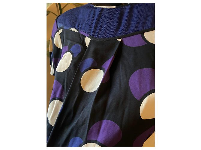 Marc by Marc Jacobs Blusa de seda con botones Negro Beige Morado Púrpura - vista 6